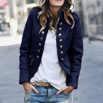 Women&#39;s Blazer With Stand-Up Collar And Button Placket