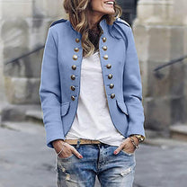 Women&#39;s Blazer With Stand-Up Collar And Button Placket