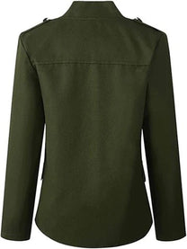 Women&#39;s Blazer With Stand-Up Collar And Button Placket