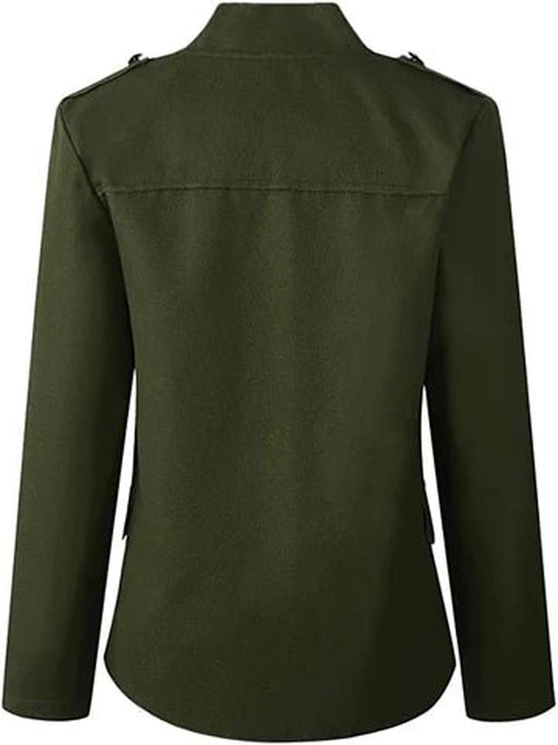 Women&#39;s Blazer With Stand-Up Collar And Button Placket