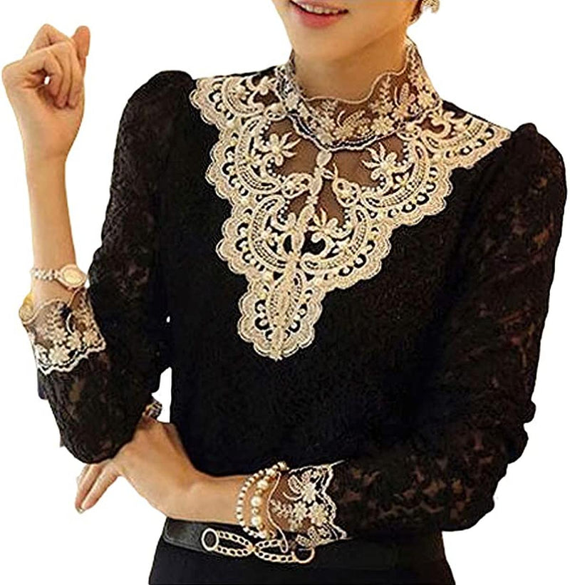 Women&#39;s Blouse With Autumn Embroidery And Lace Appliqués