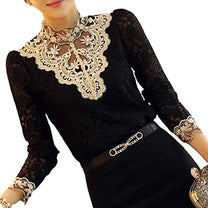 Women&#39;s Blouse With Autumn Embroidery And Lace Appliqués