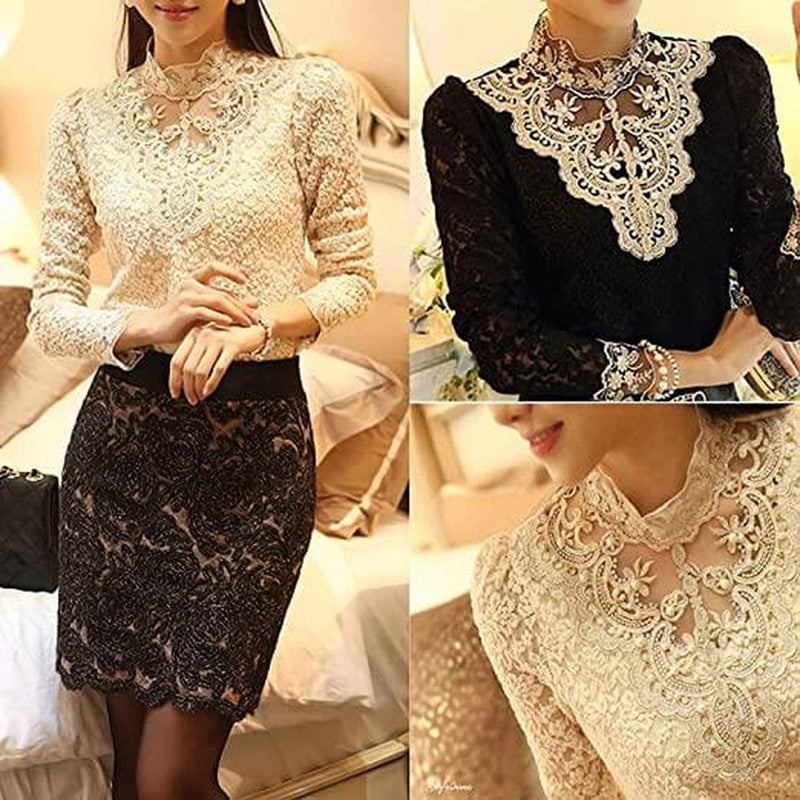 Women&#39;s Blouse With Autumn Embroidery And Lace Appliqués