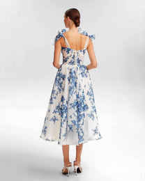 Women&#39;s Blue Organza Midi Dress