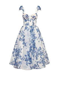 Women&#39;s Blue Organza Midi Dress