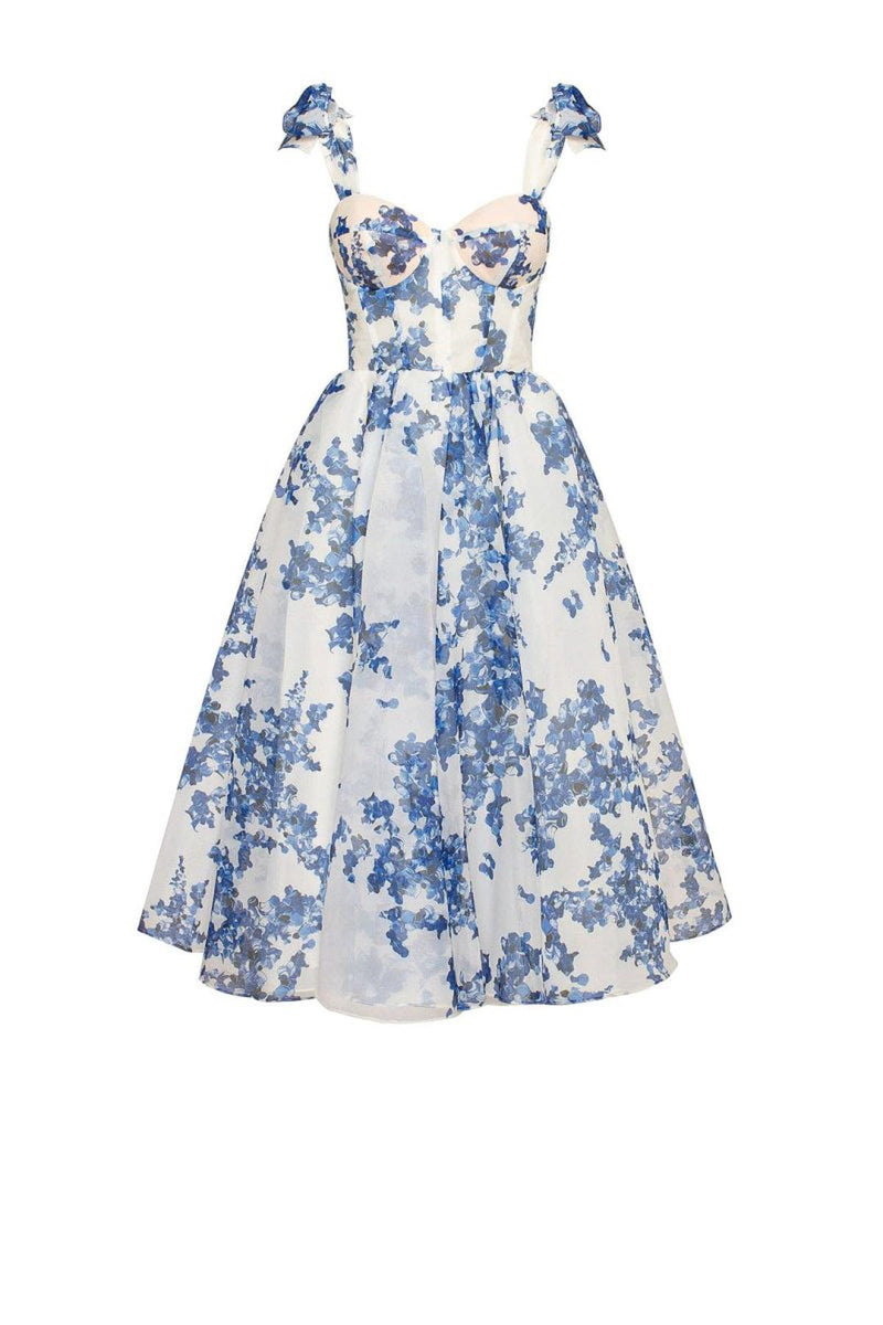 Women&#39;s Blue Organza Midi Dress
