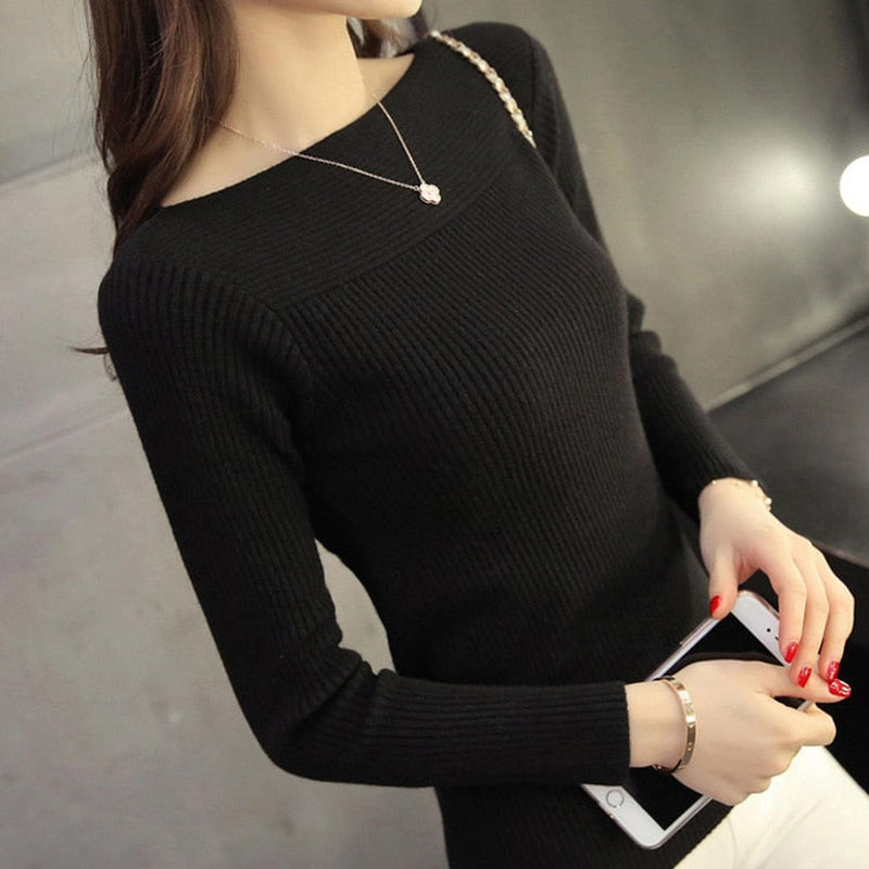 Women&#39;s Boat Neck Jumper in Slim Fit for Office and Casual Wear