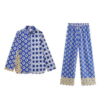 Women&#39;s Boho Matching Top and Pants Set