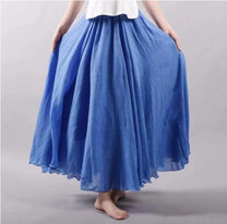 Women&#39;s Boho Pleated Waist Maxi Skirt