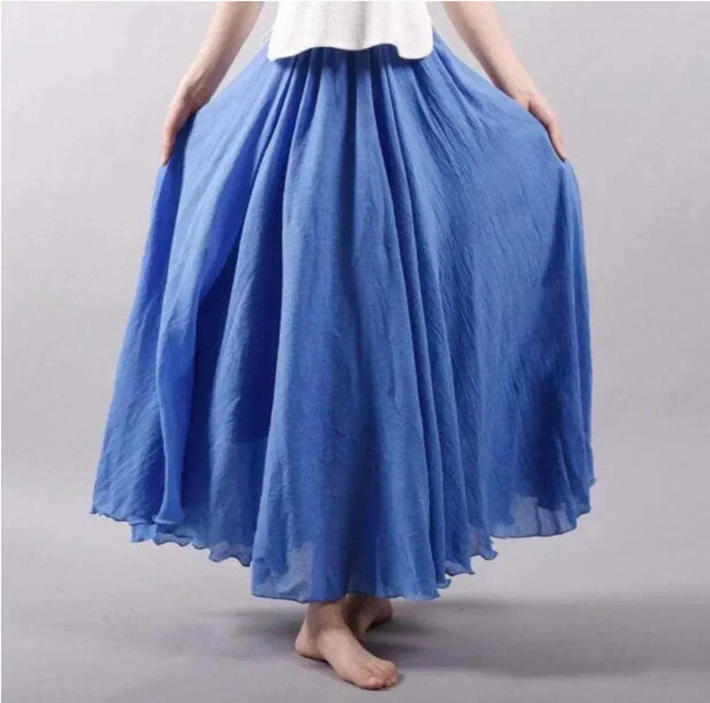 Women&#39;s Boho Pleated Waist Maxi Skirt