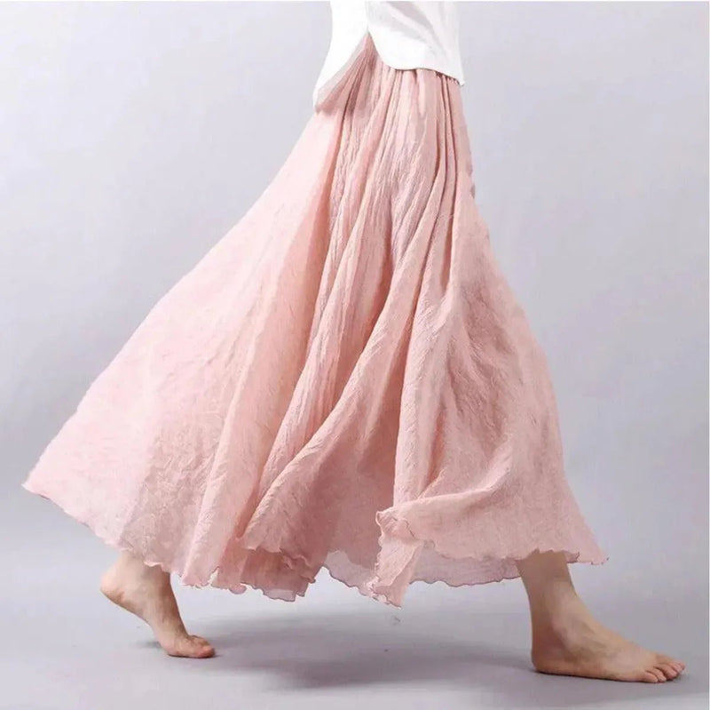 Women&#39;s Boho Pleated Waist Maxi Skirt