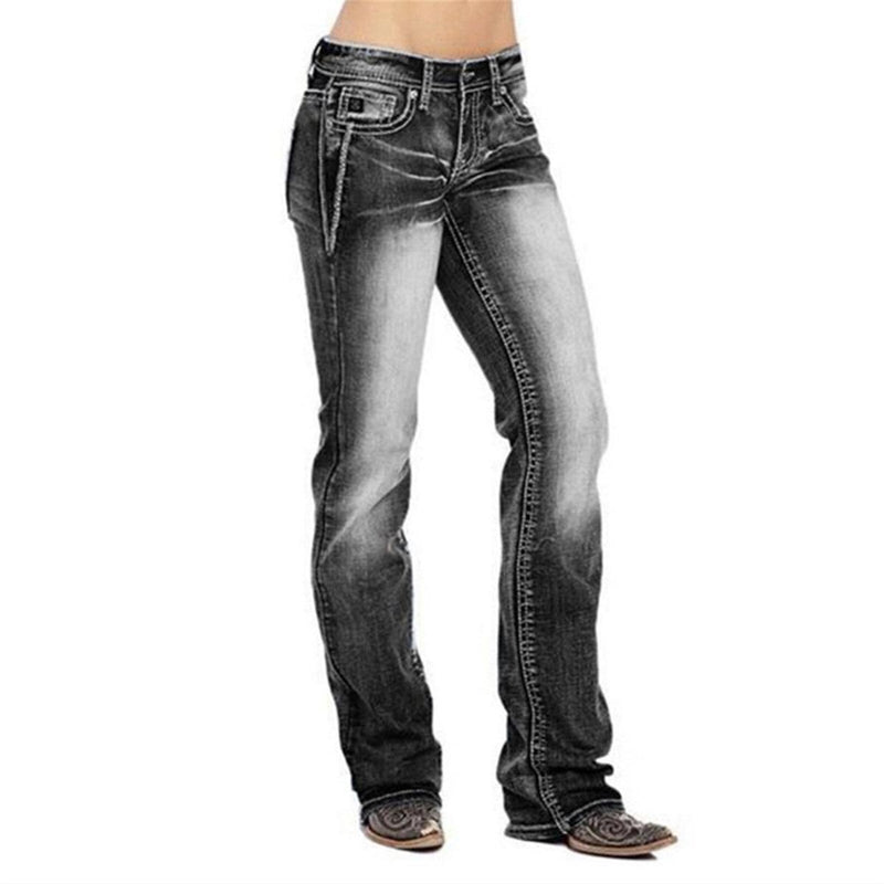 Women&#39;s Bootcut Jeans With US Flag Detail