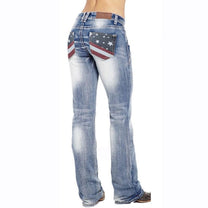Women&#39;s Bootcut Jeans With US Flag Detail