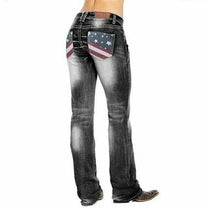 Women&#39;s Bootcut Jeans With US Flag Detail