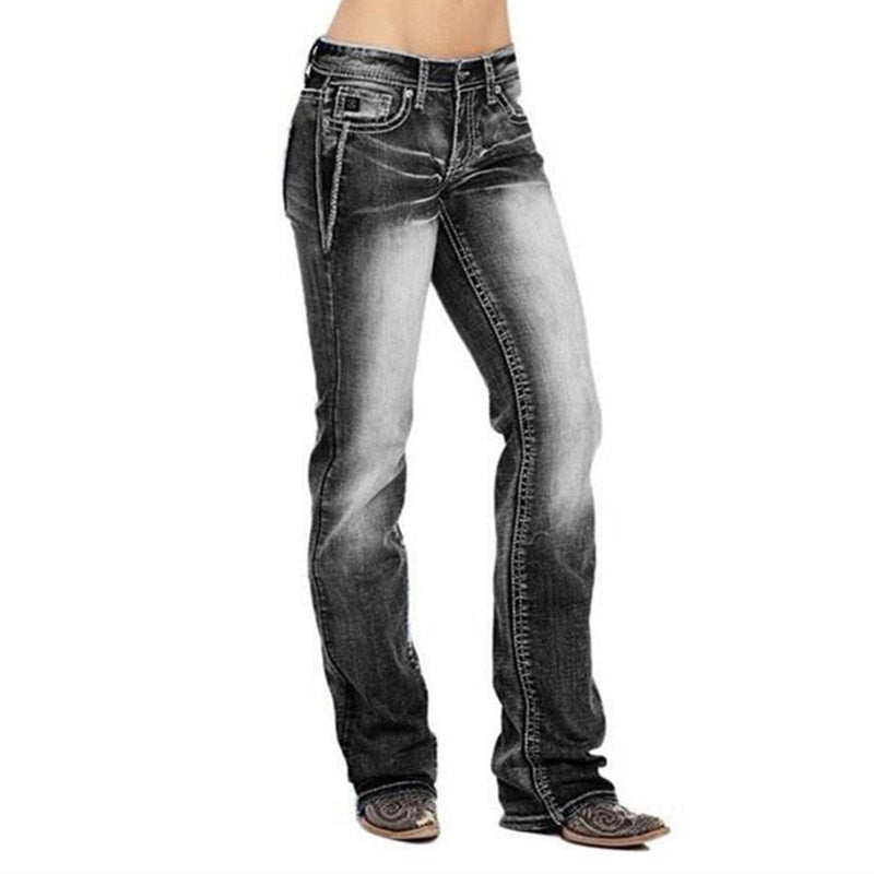 Women&#39;s Bootcut Jeans With US Flag Detail
