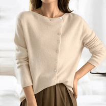 Women&#39;s Button-Up Round Neck Cardigan