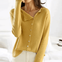 Women&#39;s Button-Up Round Neck Cardigan