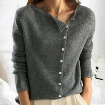 Women&#39;s Button-Up Round Neck Cardigan