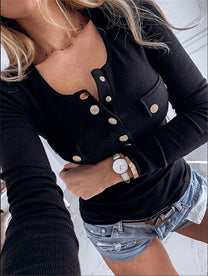 Women&#39;s Buttoned Knit Pullover Sweater