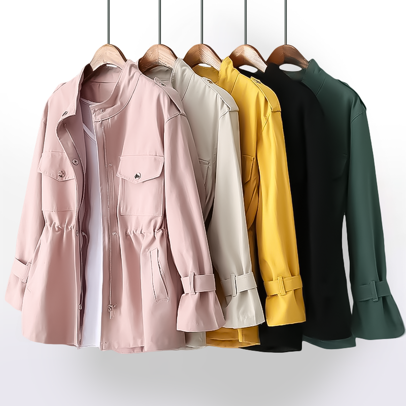 Women&#39;s Cargo Trench Coat For Autumn - Stylish And Functional
