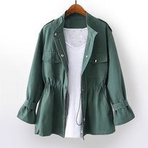 Women&#39;s Cargo Trench Coat For Autumn - Stylish And Functional