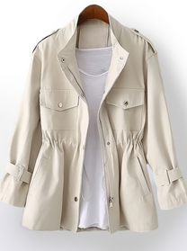 Women&#39;s Cargo Trench Coat For Autumn - Stylish And Functional