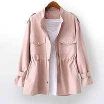 Women&#39;s Cargo Trench Coat For Autumn - Stylish And Functional
