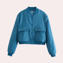 Women&#39;s Casual Bomber Jacket With Zipper Closure