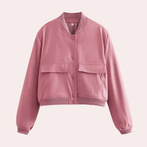 Women&#39;s Casual Bomber Jacket With Zipper Closure