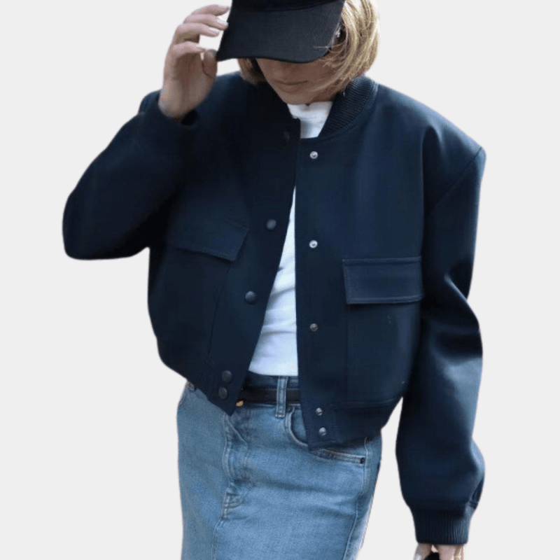 Women&#39;s Casual Bomber Jacket With Zipper Closure