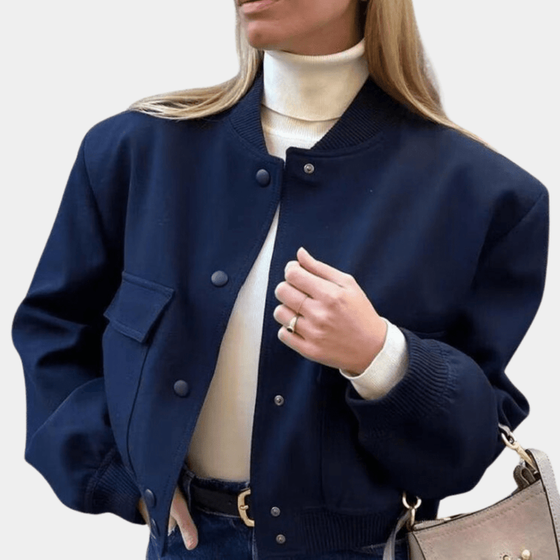 Women&#39;s Casual Bomber Jacket With Zipper Closure