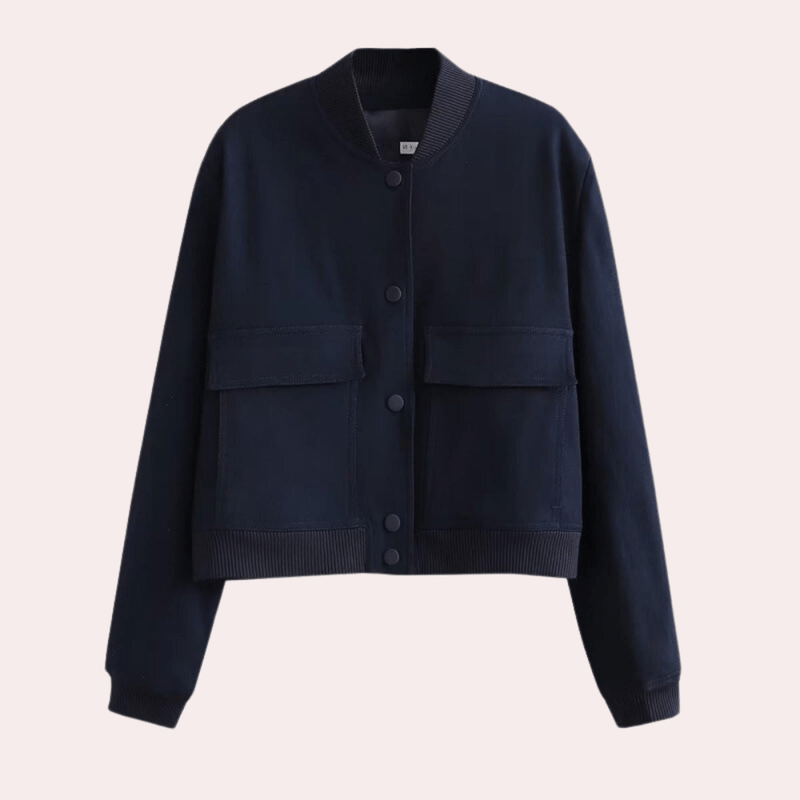 Women&#39;s Casual Bomber Jacket With Zipper Closure