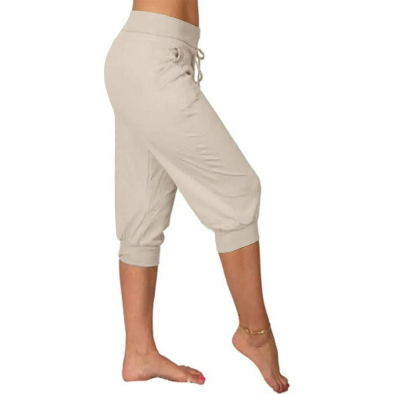 Women&#39;s Casual Capri Pants With Adjustable Waistband