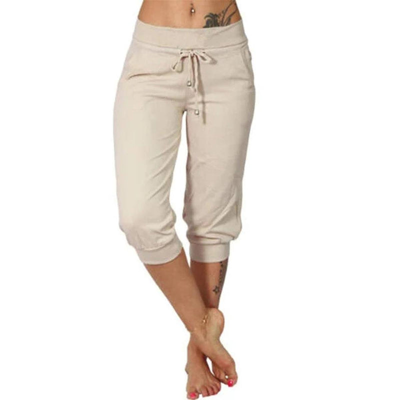 Women&#39;s Casual Capri Pants With Adjustable Waistband