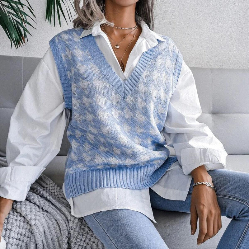 Women&#39;s Checkered Sleeveless Vest Top for Layering