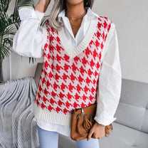 Women&#39;s Checkered Sleeveless Vest Top for Layering
