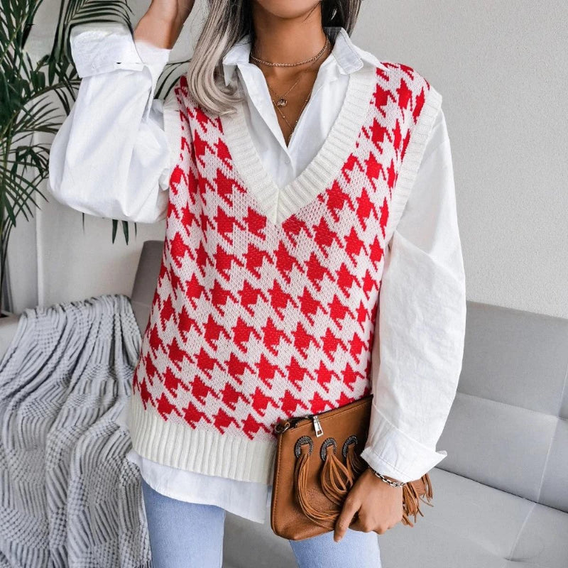 Women&#39;s Checkered Sleeveless Vest Top for Layering