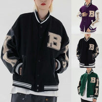 Women&#39;s Classic Baseball Jacket With Elastic Cuffs