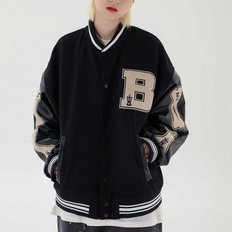 Women&#39;s Classic Baseball Jacket With Elastic Cuffs