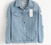 Women&#39;s Classic Denim Jacket With Button Closure And Pockets