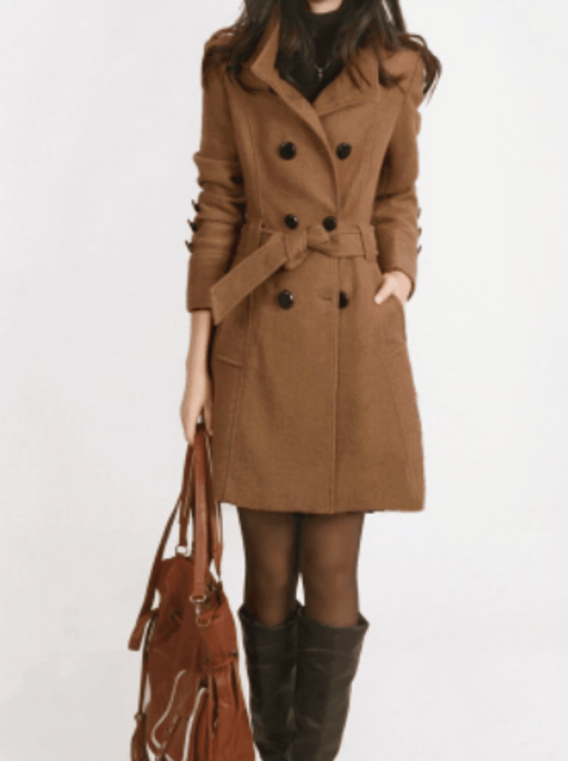 Women&#39;s Classic Trench Coat With Adjustable Belt
