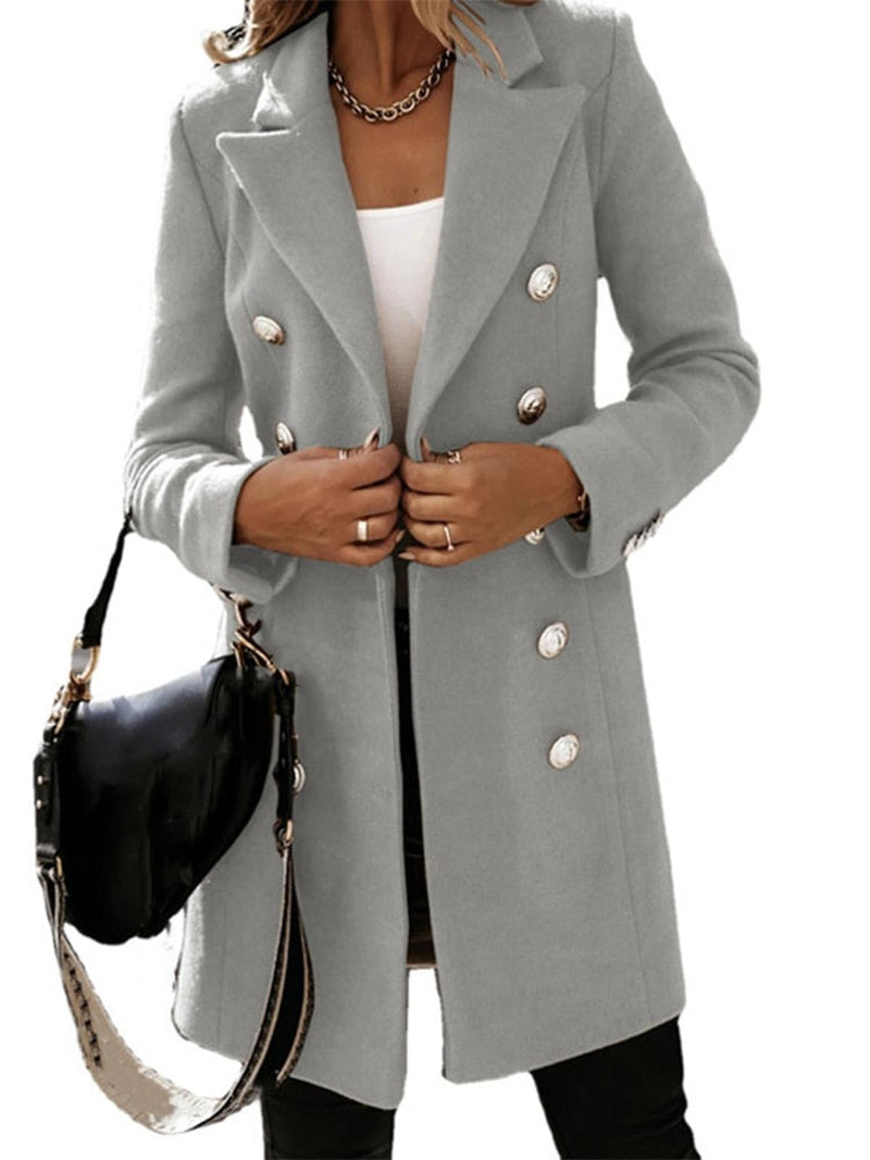 Women&#39;s Classic Trench Coat With Belt And Buttons