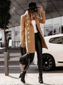 Women&#39;s Classic Trench Coat With Belt And Buttons