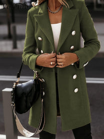 Women&#39;s Classic Trench Coat With Belt And Buttons
