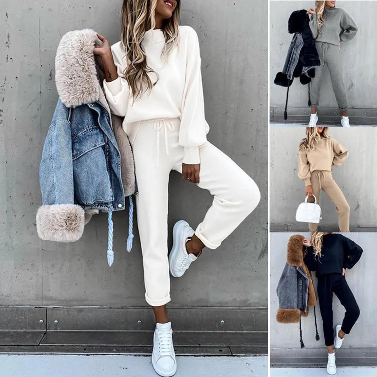 Women&#39;s Cotton Blend Relaxed Fit Tracksuit Set