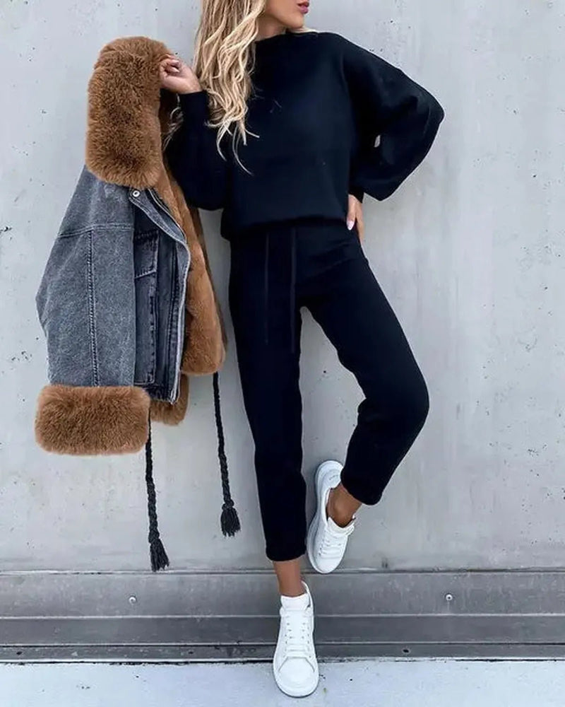 Women&#39;s Cotton Blend Relaxed Fit Tracksuit Set