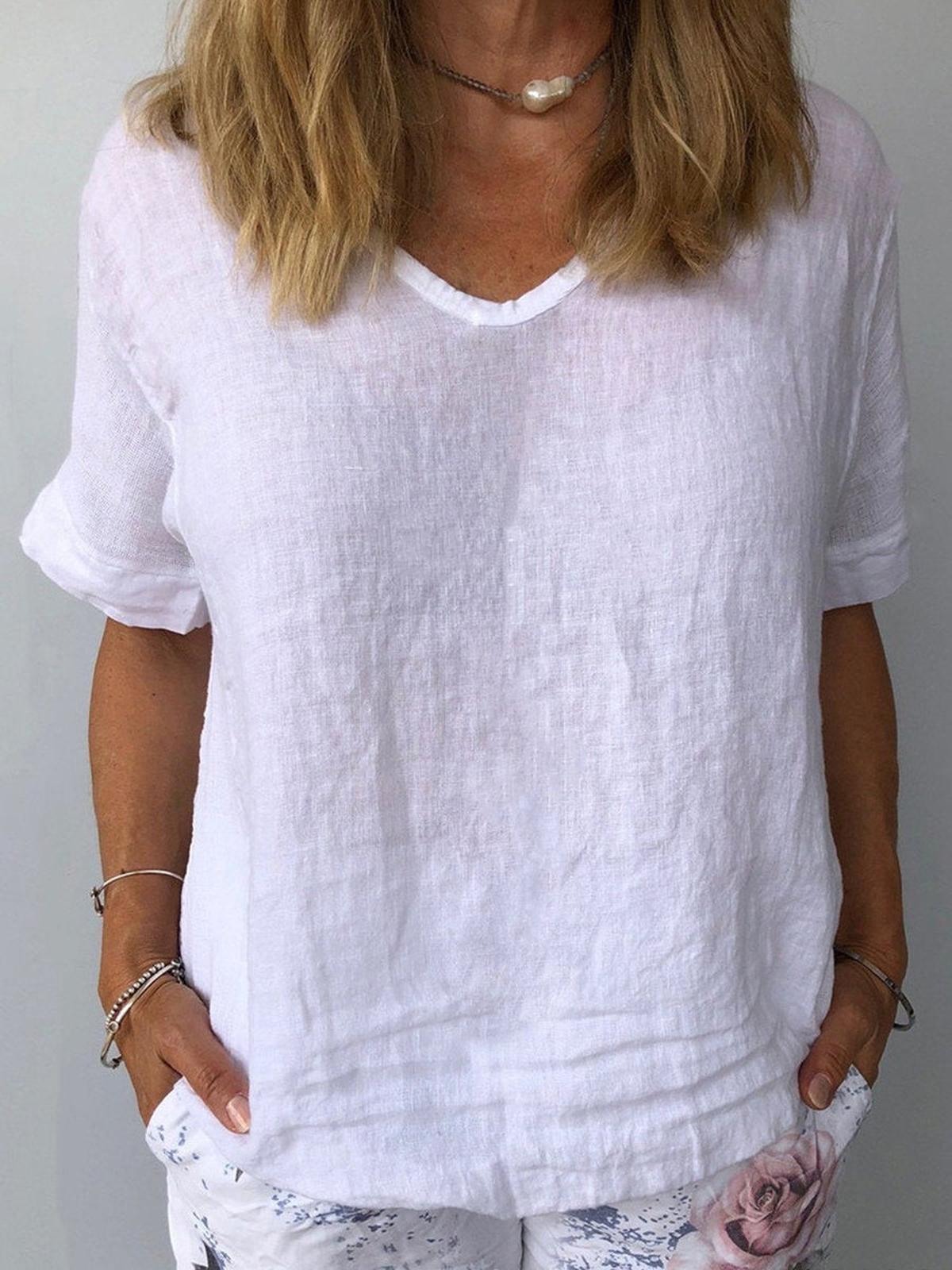 Women&#39;s Cotton Linen Blend Casual Top