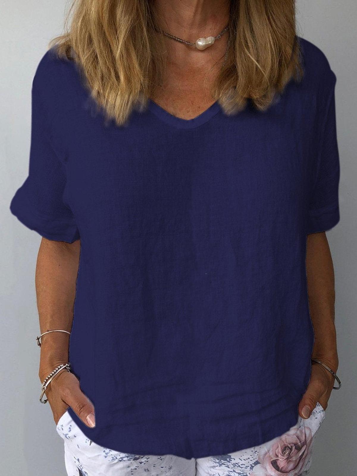 Women&#39;s Cotton Linen Blend Casual Top