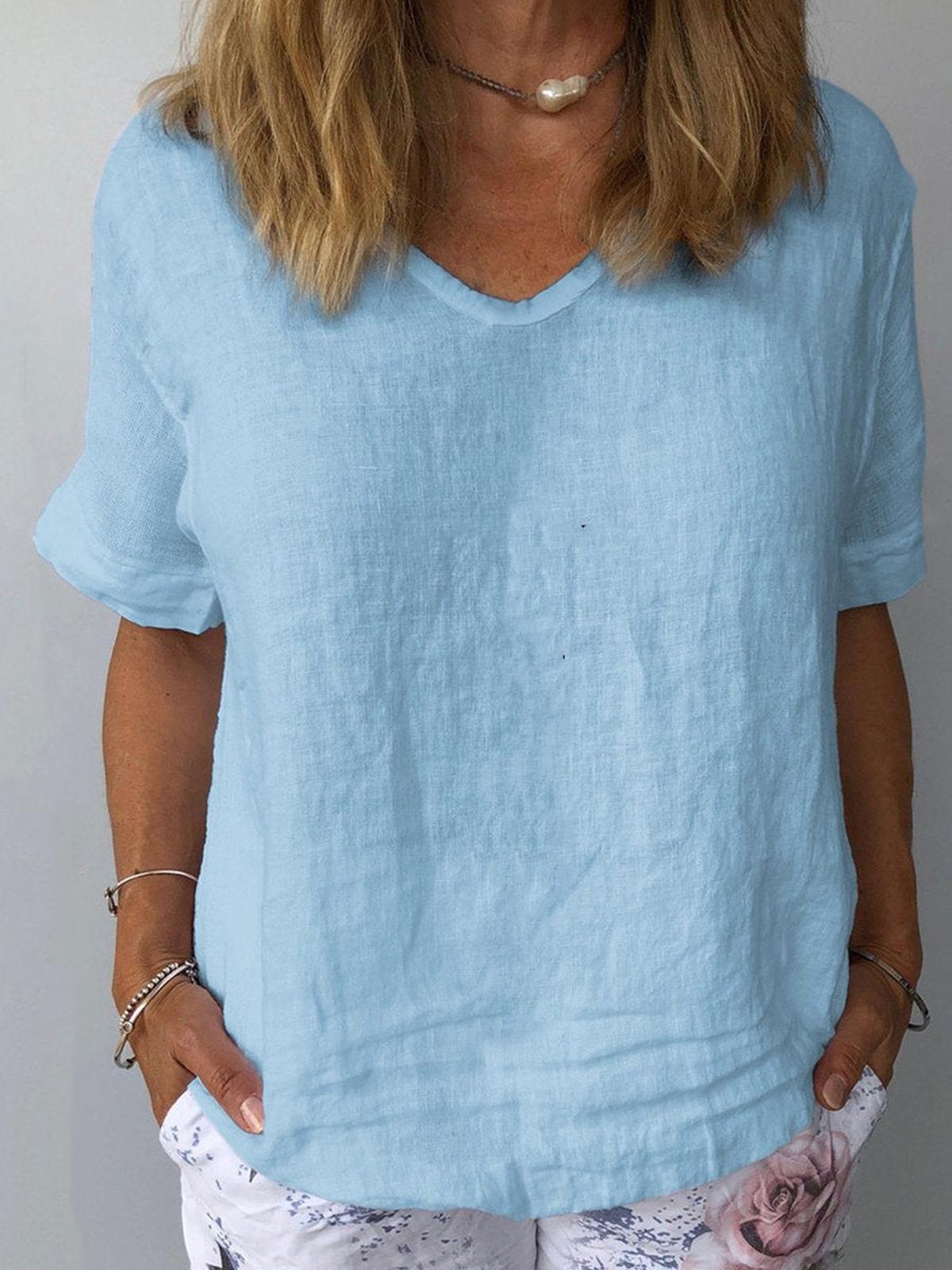 Women&#39;s Cotton Linen Blend Casual Top