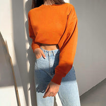 Women&#39;s Cropped Long-Sleeve Sweater